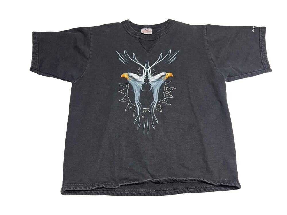 Vtg 1990s Harlequin Nature Graphics Crewneck Sweatshirt Deer Eagle Short Sleeve